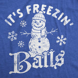 Womens Funny T Shirts Its Freezin Balls Sarcastic Christmas Snowman Graphic Tee For Ladies