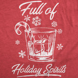 Womens Funny T Shirts Full Of Holiday Spirits Sarcastic Christmas Drinking Graphic Tee For Ladies