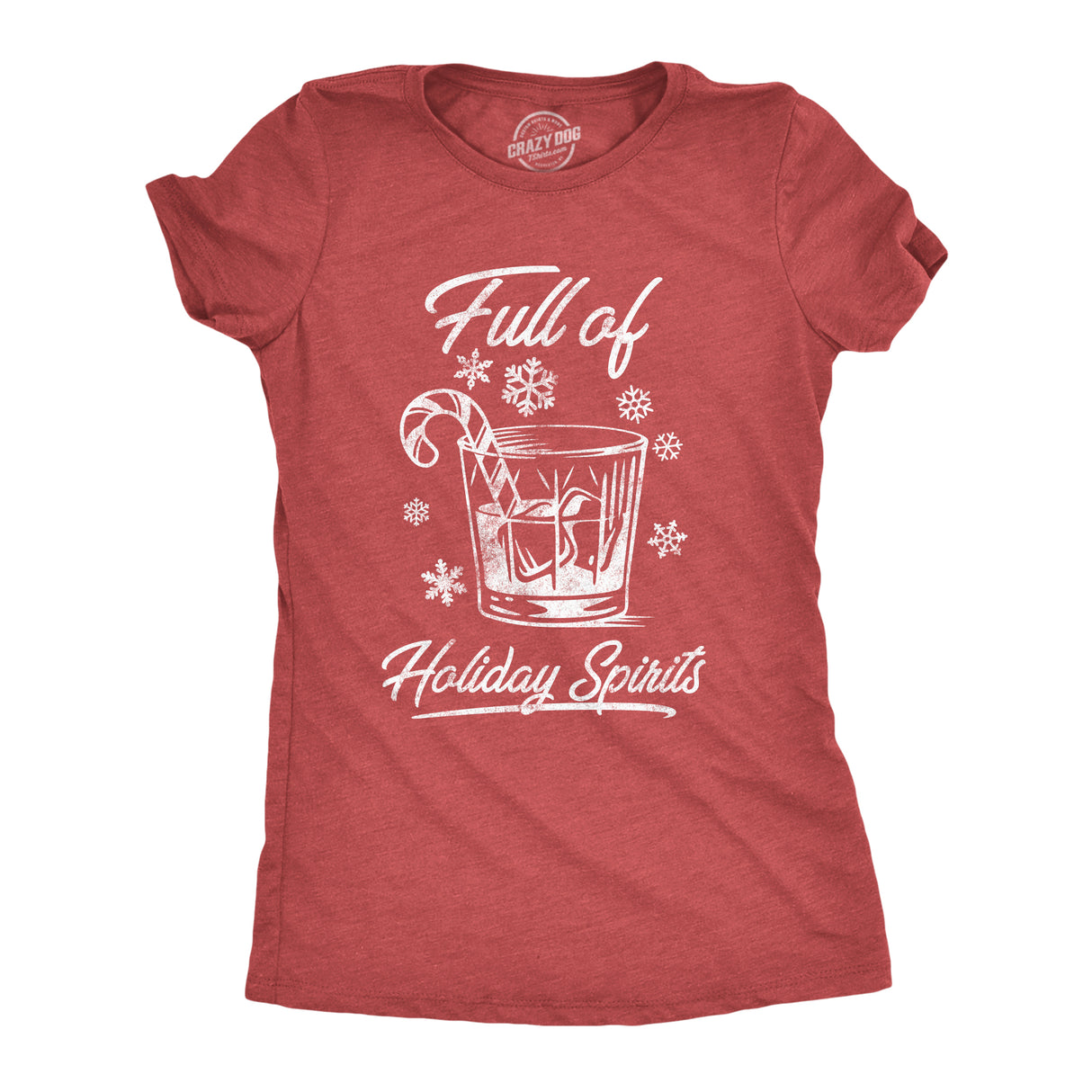 Womens Funny T Shirts Full Of Holiday Spirits Sarcastic Christmas Drinking Graphic Tee For Ladies