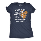 Womens Funny T Shirts I Get A Little Nuts Around The Holidays Sarcastic Squirrel Graphic Tee for Ladies