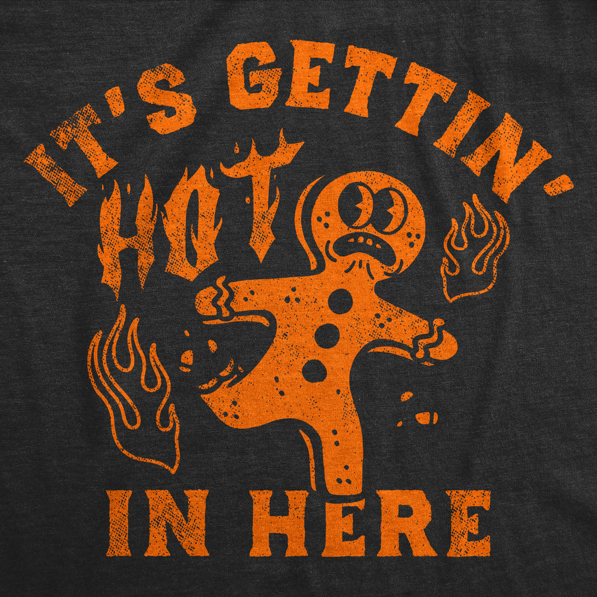 Womens Funny T Shirts Its Gettin Hot In Here Sarcastic Christmas Gingerbread Man Graphic Tee For Ladies