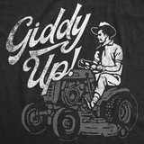 Mens Funny T Shirts Giddy Up Sarcastic Lawn Mower Graphic Tee for Men