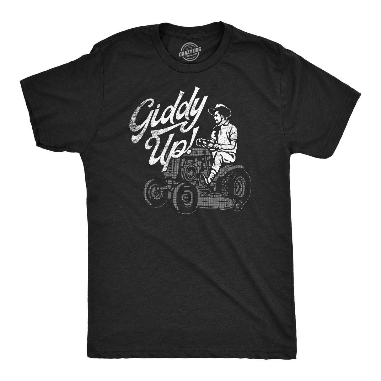 Mens Funny T Shirts Giddy Up Sarcastic Lawn Mower Graphic Tee for Men