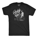 Mens Funny T Shirts Giddy Up Sarcastic Lawn Mower Graphic Tee for Men