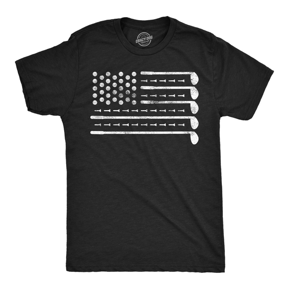 Mens Funny T Shirts Golf American Flag Awesome Fourth Of July Golfing Graphic Tee For Men