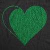 Womens Green Glitter Heart Funny St Patricks Day T Shirt For Ladies