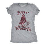 Womens Funny T Shirts Happy Thanksmas Sarcastic Thanksgiving Christmas Graphic Tee For Ladies