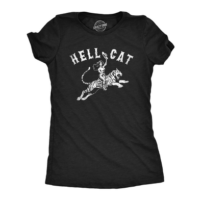 Womens Funny T Shirts Hell Cat Sarcastic Tiger Graphic Novelty Tee For Ladies