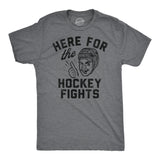 Mens Funny T Shirts Here for The Hockey Fights Sarcastic Ice Hockey Tee for Men