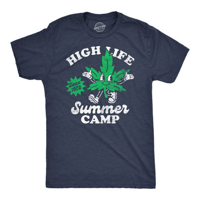 Mens High Life Summer Camp Funny T Shirts Sarcastic 420 Graphic Tee For Men