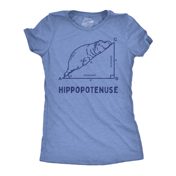 Womens Funny T Shirts Hippopotenuse Sarcastic Hippo Graphic Tee For Ladies