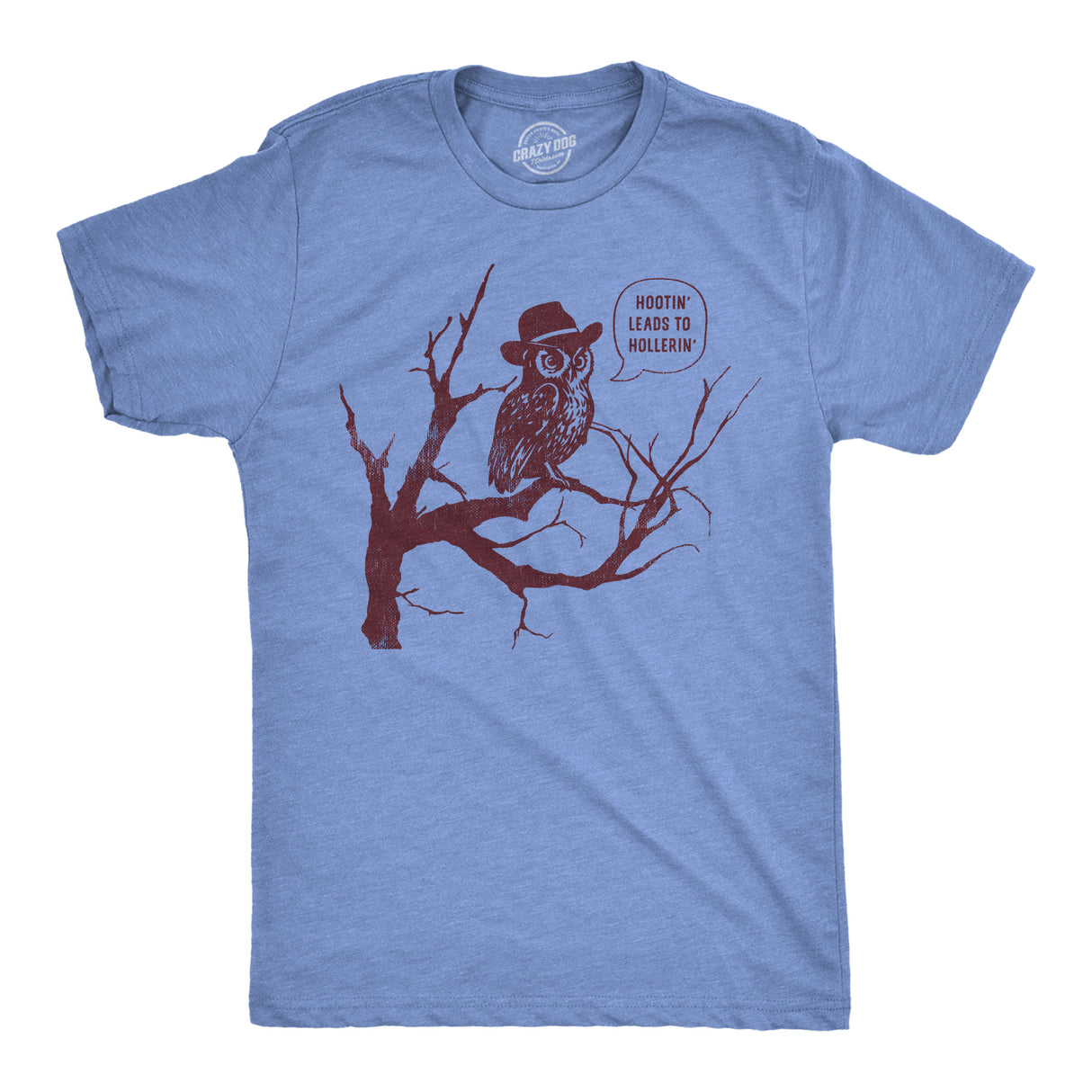 Mens Funny T Shirts Hootin Leads to Hollerin Sarcastic Owl Graphic Tee for Men