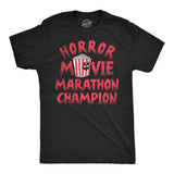 Mens Funny T Shirts Horror Movie Marathon Champion Sarcastic Halloween Tee for Men