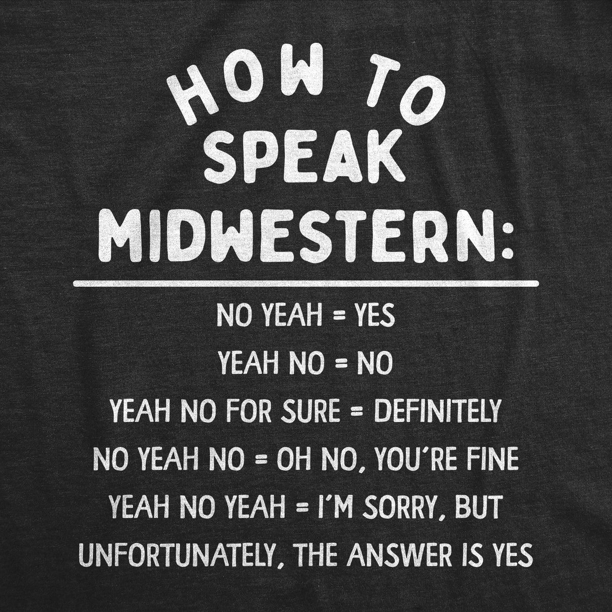 Mens Funny T Shirts How to Speak Midwestern Sarcastic Country Graphic Novelty Tee for Men