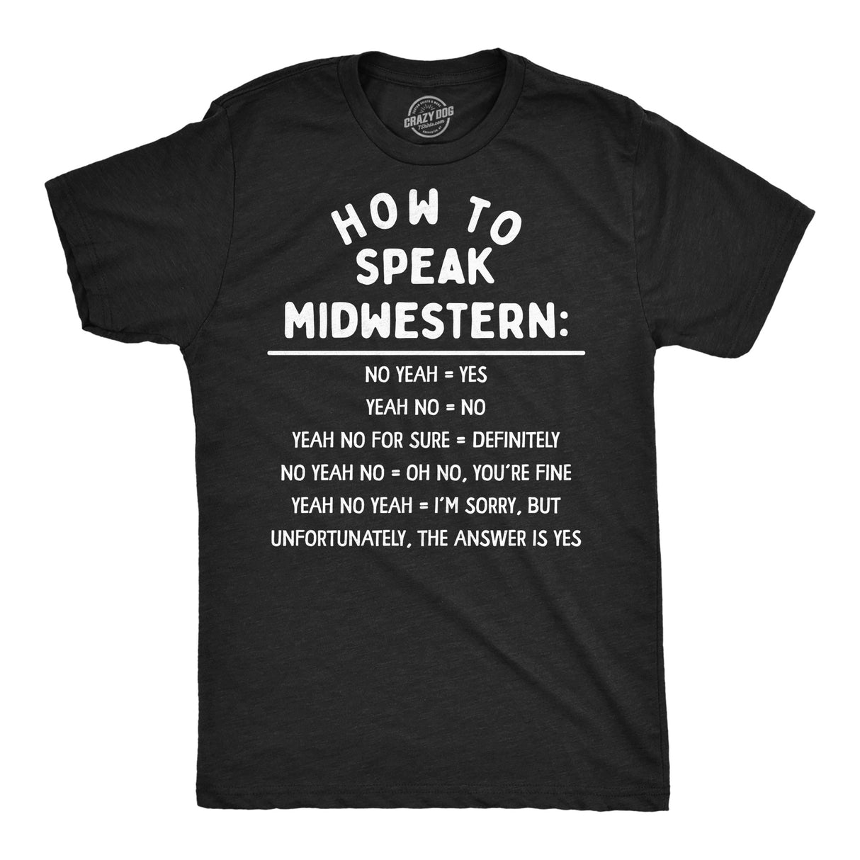 Mens Funny T Shirts How to Speak Midwestern Sarcastic Country Graphic Novelty Tee for Men