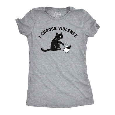 Womens I Choose Violence Funny T Shirts Saracastic Cat Graphic Tee For Ladies