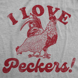 Womens Funny T Shirts I Love Peckers Sarcastic Chicken Graphic Tee For Ladies