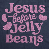 Womens Funny T Shirts Jesus Before Jelly Beans Sarcastic Easter Tee For Ladies