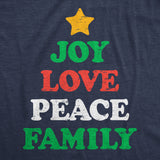 Womens Funny T Shirts Joy Peace Love Family Awesome Christmas Tree Graphic Tee For Ladies