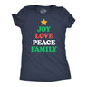 Womens Funny T Shirts Joy Peace Love Family Awesome Christmas Tree Graphic Tee For Ladies