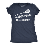 Womens Funny T Shirts Lacrosse Legend Sarcastic Sports Graphic Tee For Ladies