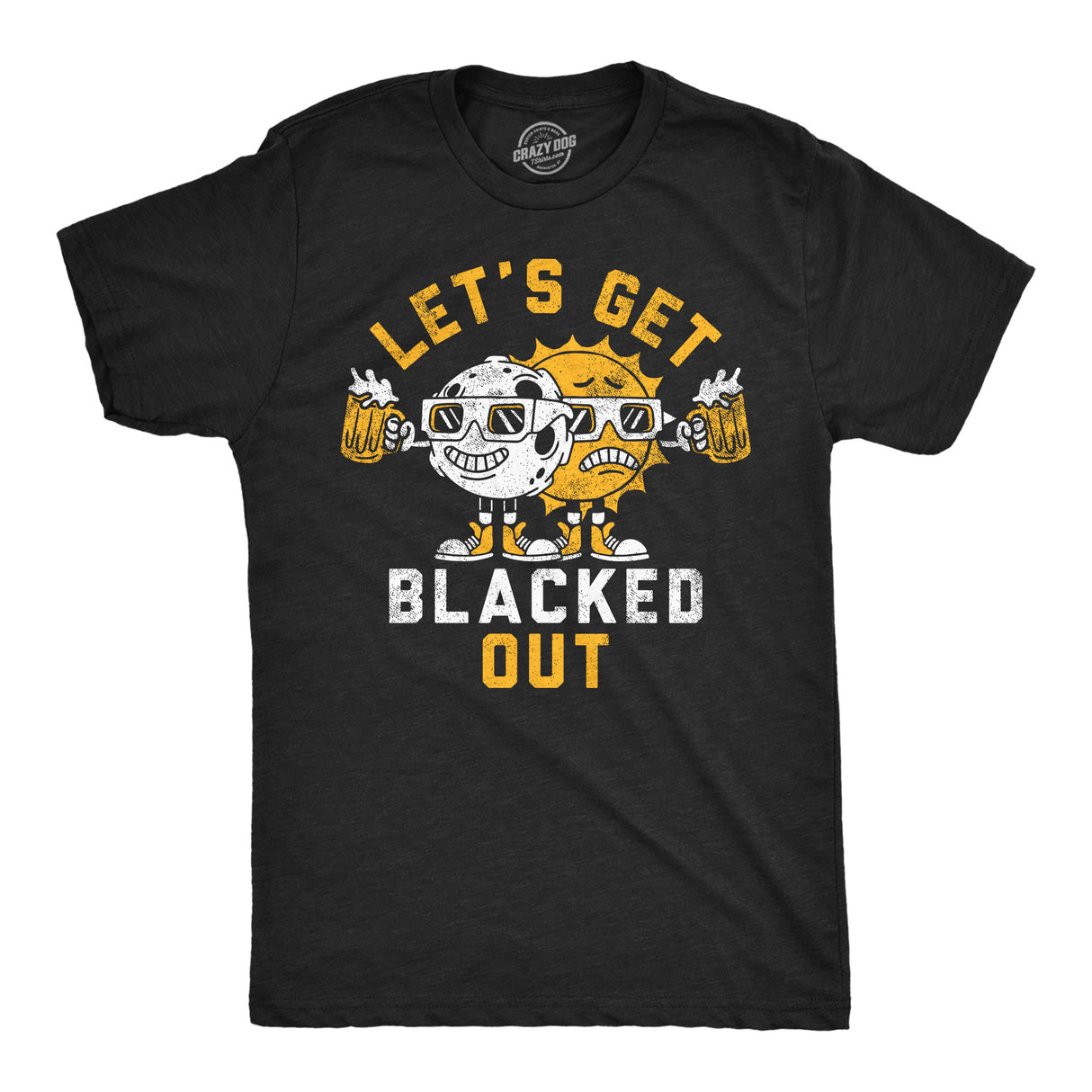 Mens Lets Get Blacked Out Funny Solar Eclipse Party Graphic Tee for Men