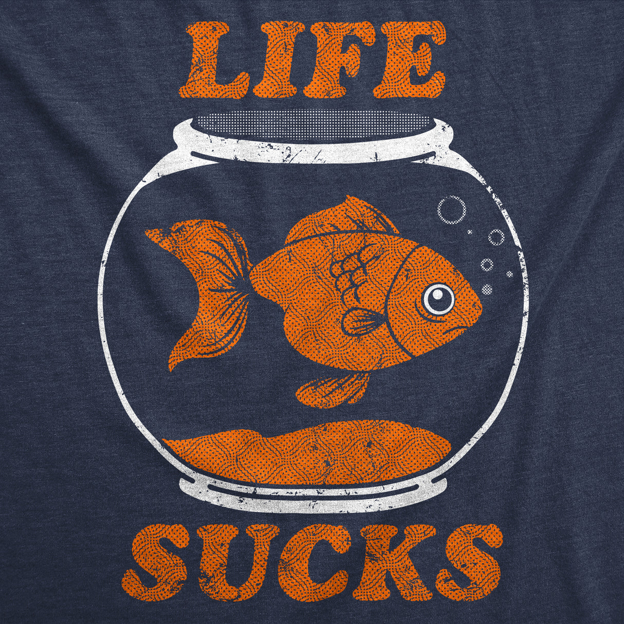 Mens Funny T Shirts Life Sucks Sarcastic Goldfish Graphic Novelty Tee for Men