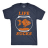 Mens Funny T Shirts Life Sucks Sarcastic Goldfish Graphic Novelty Tee for Men