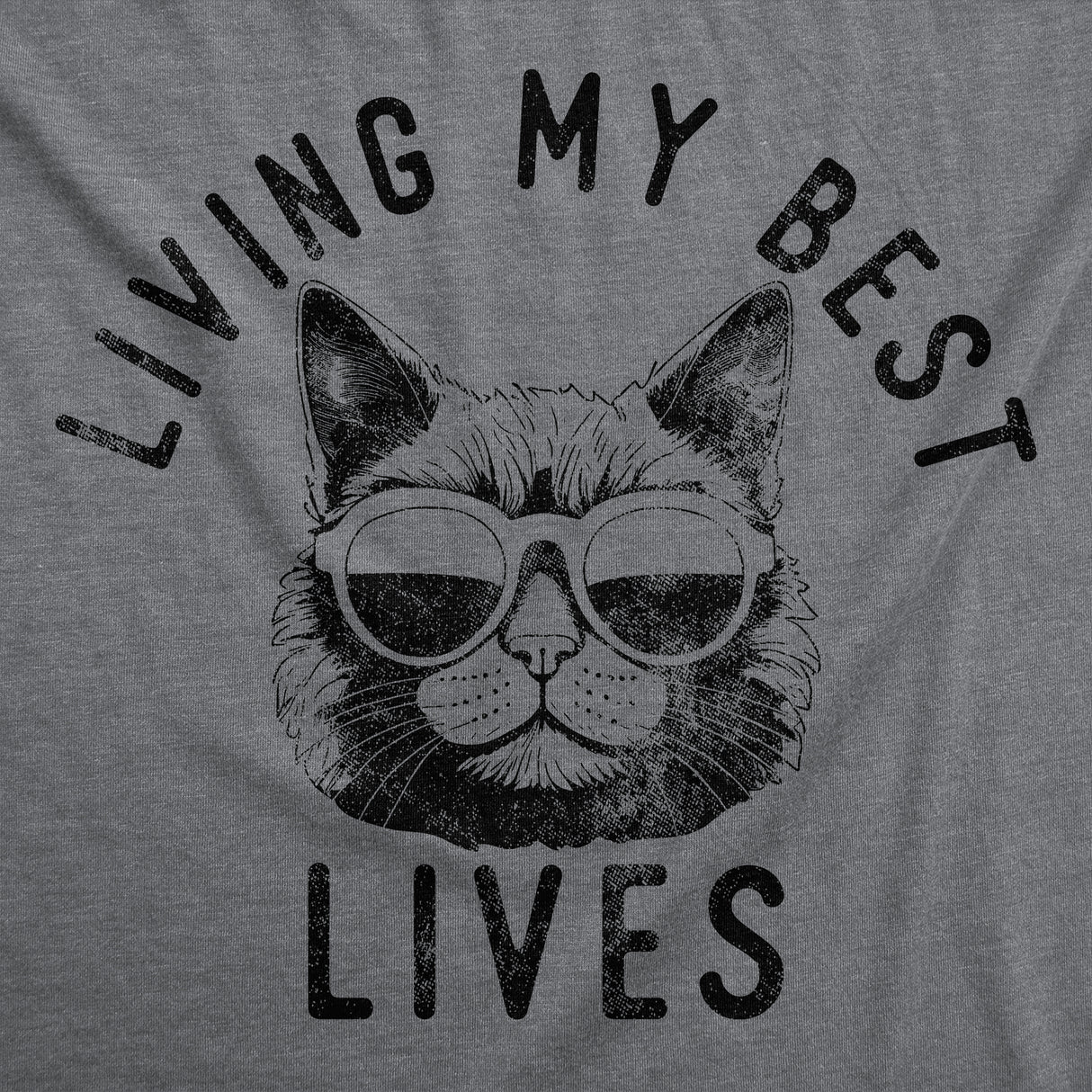 Womens Funny T Shirts Living My Best Lives Sarcastic Kitten Graphic Novelty Tee for Ladies