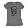 Womens Funny T Shirts Living My Best Lives Sarcastic Kitten Graphic Novelty Tee for Ladies