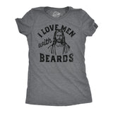 Womens Funny T Shirts I Love Men With Beards Sarcastic Christmas Santa Graphic Tee for Ladies