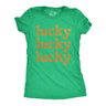 Womens Lucky Lucky Lucky Gold Glitter T Shirt Funny St Pattys Day Parade Luck Joke Glittery Tee For Ladies