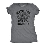 Womens Funny T Shirts Mash The Potatriarchy Sarcastic Thanksgiving Dinner Mashed Potato Tee For Ladies