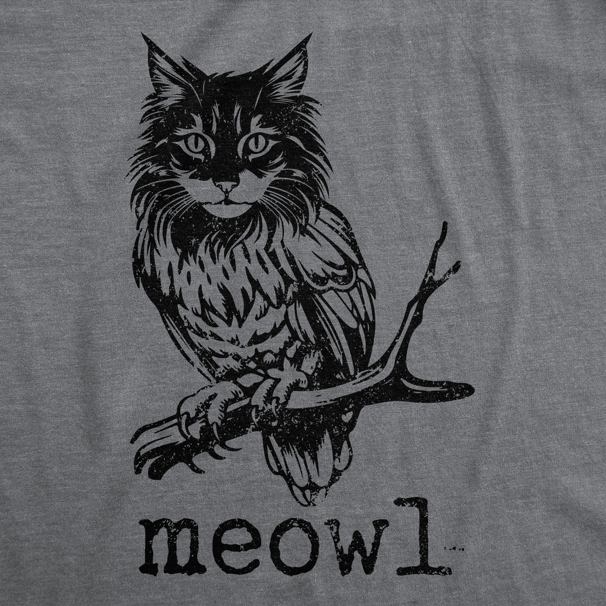 Mens Funny T Shirts Meowl Sarcastic Cat Owl Graphic Novelty Tee For Men