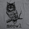 Mens Funny T Shirts Meowl Sarcastic Cat Owl Graphic Novelty Tee For Men