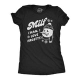 Womens Funny T Shirts MILF Man I Love Frosty Sarcastic Christmas Graphic Novelty Tee For Ladies