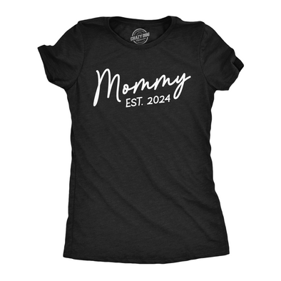 Womens Mommy Est 2024 Cute T Shirts Mothers Day Tee For Ladies