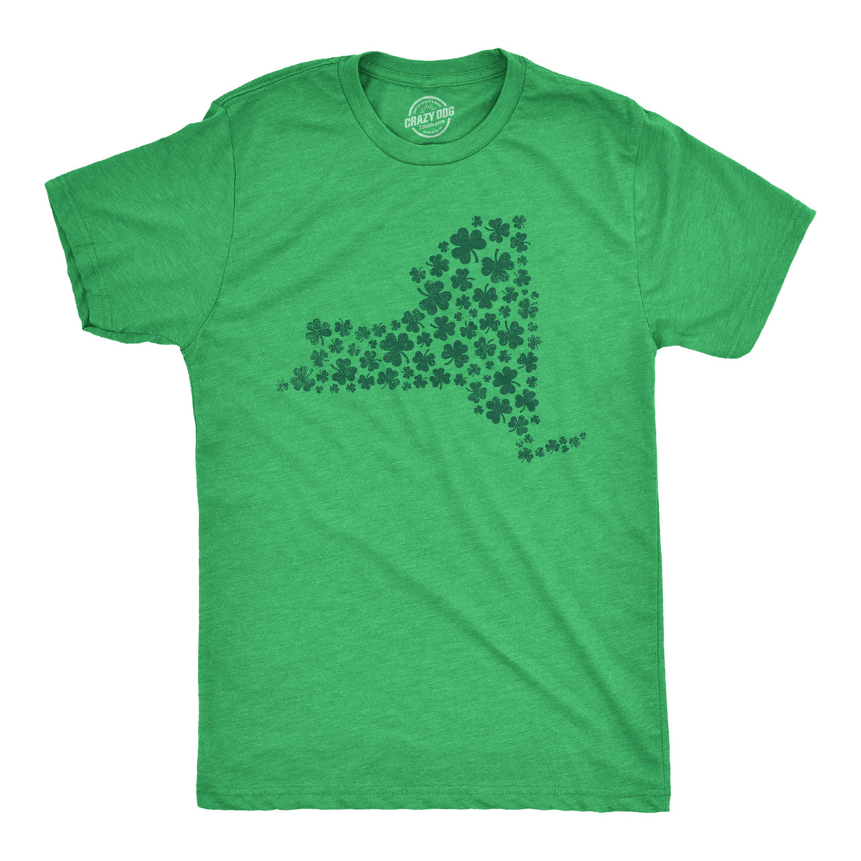 Mens New York State Clovers T Shirt Funny St Pattys Day Parade Four Leaf Shamrock Tee for Guys