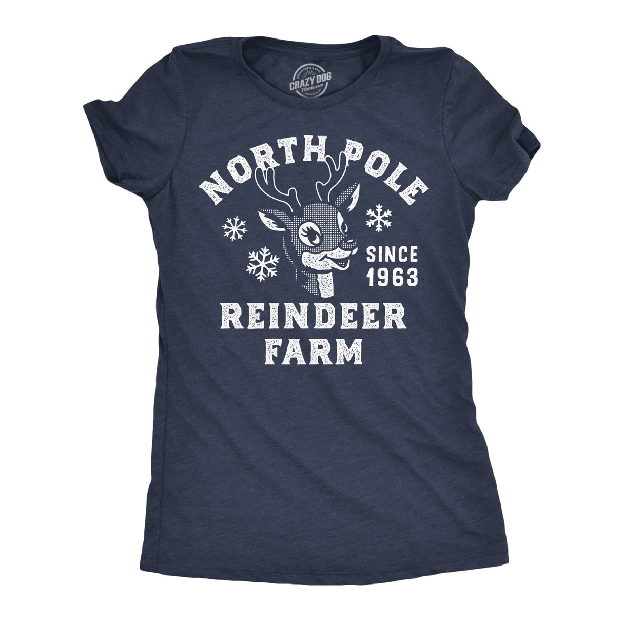 Womens Funny T Shirts North Pole Reindeer Farm Sarcastic Christmas Graphic Novelty Tee For Ladies