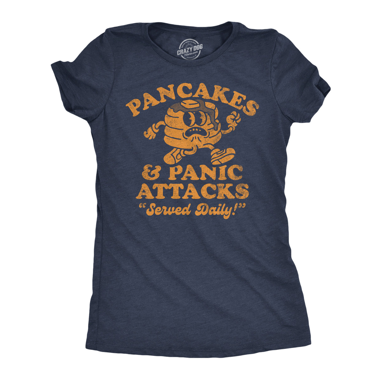 Womens Funny T Shirts Pancakes and Panic Attacks Sarcastic Graphic Novelty Tee for Ladies