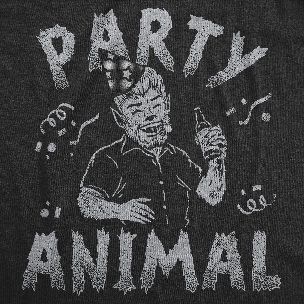 Mens Funny T Shirts Party Animal Sarcastic Halloween Werewolf Graphic Tee For Men