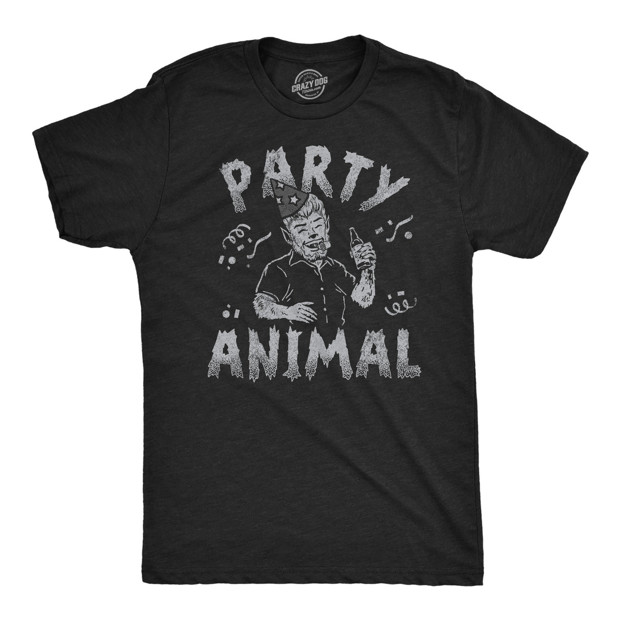 Mens Funny T Shirts Party Animal Sarcastic Halloween Werewolf Graphic Tee For Men