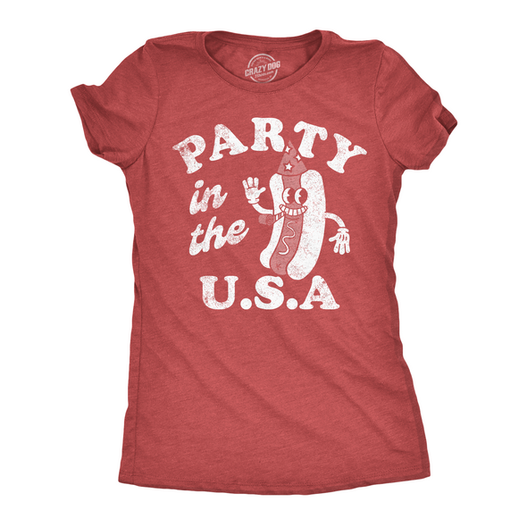 Womens Funny T Shirts Party In The USA Sarcastic Fourth Of July Graphic Tee For Ladies