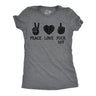 Womens Funny T Shirts Peace Love Fuck Off Sarcastic Novelty Tee For Ladies