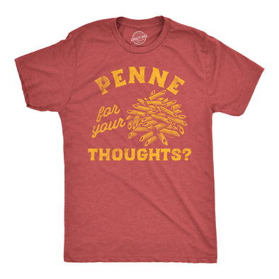 Mens Funny T Shirts Penne For Your Thoughts Sarcastic Pasta Graphic Tee For Men