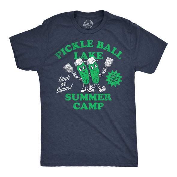 Mens Pickleball Lake Summer Camp T Shirt Funny Pickle Ball Lovers Joke Tee For Guys