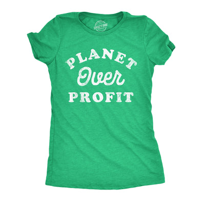 Womens Planet Over Profit Funny T Shirts Earth Day Graphic Tee For Ladies