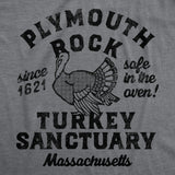 Mens Funny T Shirts Plymouth Rock Turkey Sanctuary Sarcastic Thanksgiving Graphic Tee For Men