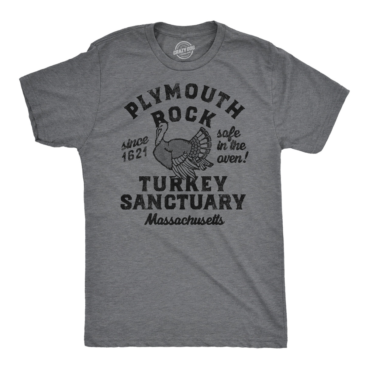 Mens Funny T Shirts Plymouth Rock Turkey Sanctuary Sarcastic Thanksgiving Graphic Tee For Men