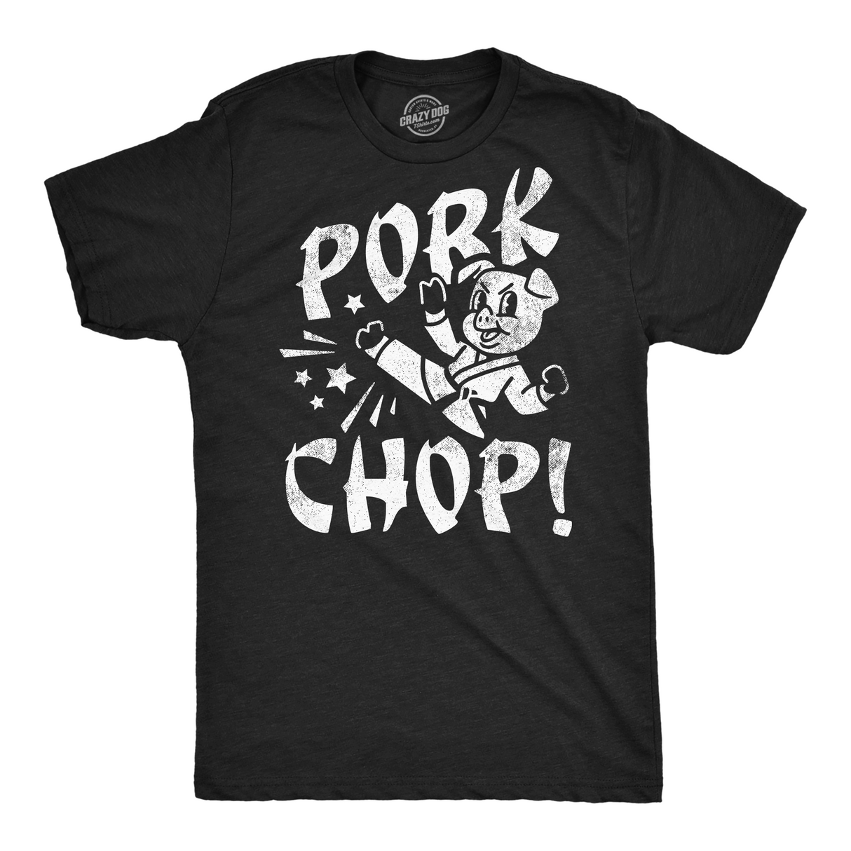 Mens Funny T Shirts Pork Chop Sarcatic Karate Pig Graphic Tee for Men